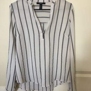 Striped long sleeve crepe blouse